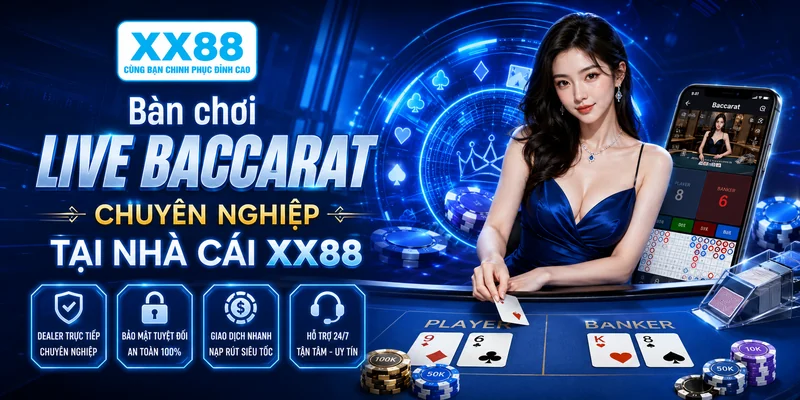 Bàn chơi Live Baccarat chuyên nghiệp tại nhà cái XX88